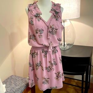 WHBM Floral Ruffle Collar Dress in pink/lavender